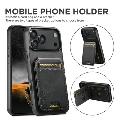 Vegan Leather Magnetic Phone Case For iPhone With Card Slots