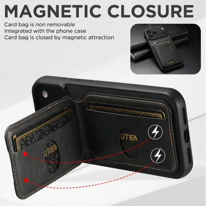 Vegan Leather Magnetic Phone Case For iPhone With Card Slots