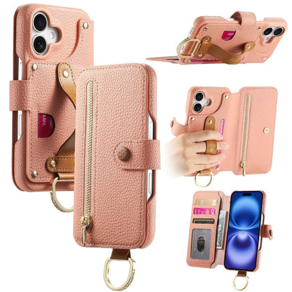 Vegan Leather Wallet Case For iPhone with Wrist Strap