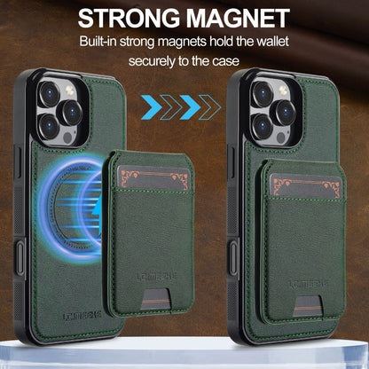 Vegan Leather Phone Case For IPhone With Detachable Magnetic Card Case