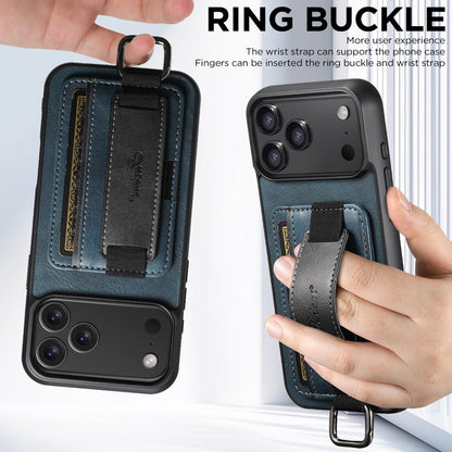 Vegan Leather Case For iPhone With Card Slot And Wrist Strap