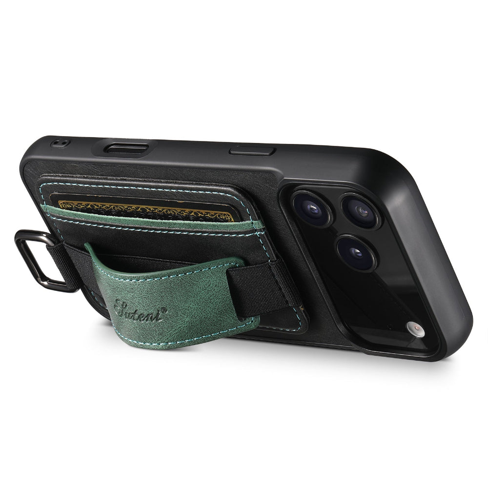 Vegan Leather Case For iPhone With Card Slot And Wrist Strap