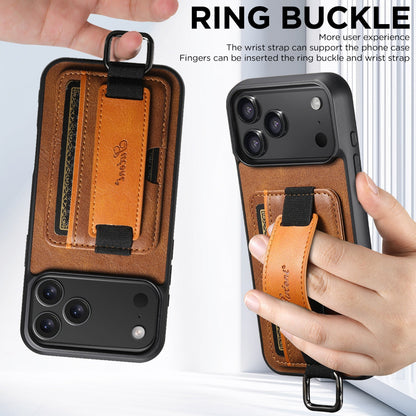 Vegan Leather Case For iPhone With Card Slot And Wrist Strap