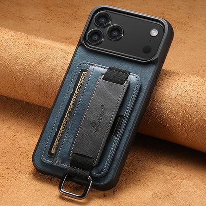 Vegan Leather Case For iPhone With Card Slot And Wrist Strap