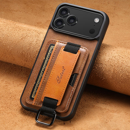 Vegan Leather Case For iPhone With Card Slot And Wrist Strap