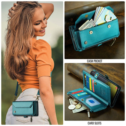 Vegan Leather Crossbody Wallet Case For iPhone