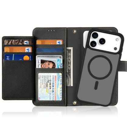 Vegan Leather Wallet Case For iPhone With Zipper Coin Bag