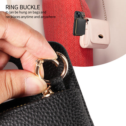 Crossbody Vegan Leather Case For iPhone With A Spacious Card Pouch And Ring