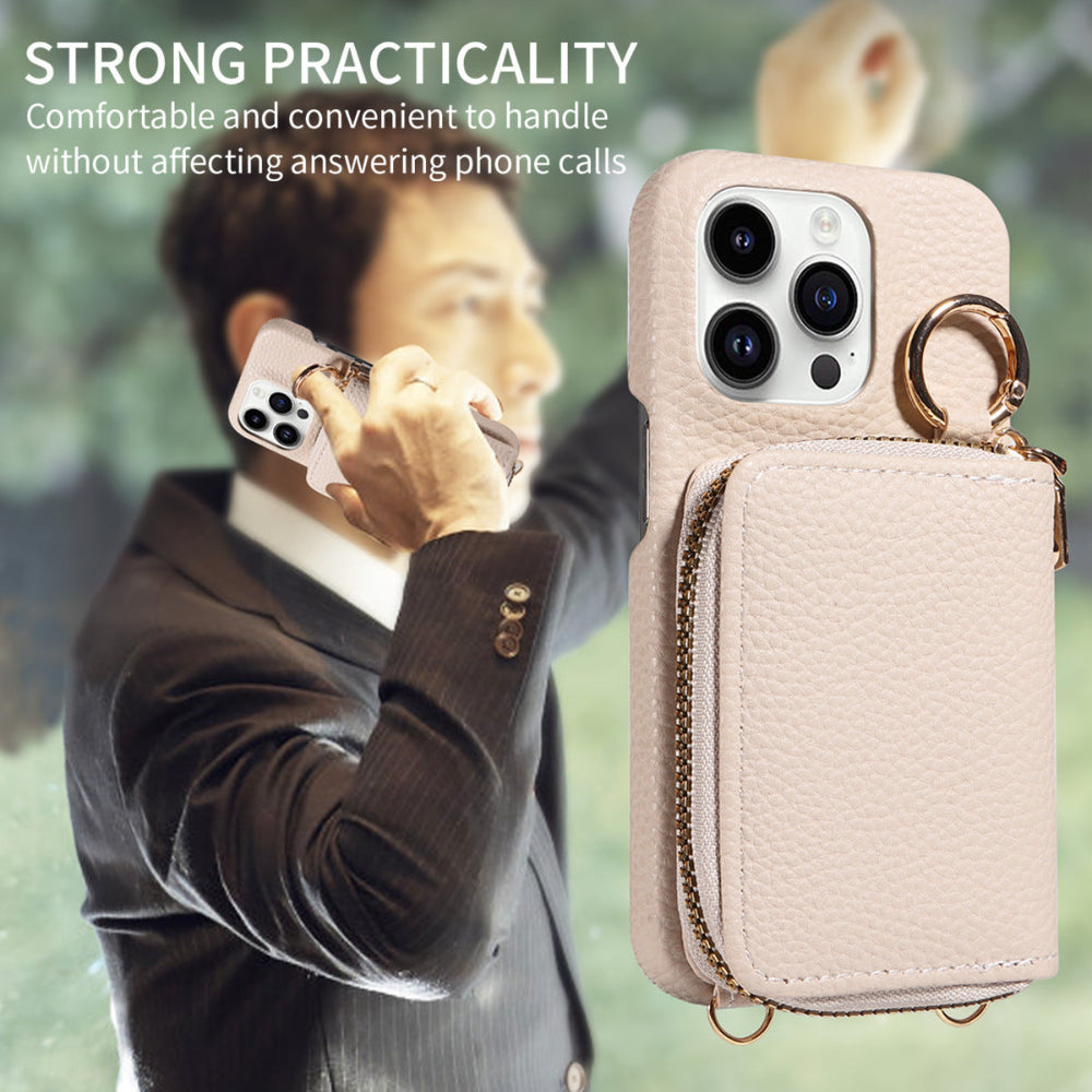 Crossbody Vegan Leather Case For iPhone With A Spacious Card Pouch And Ring