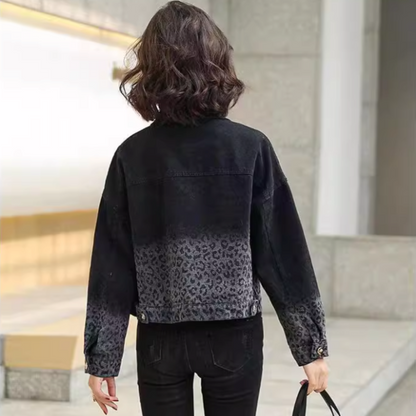 Womens Leopard Print Denim Jacket