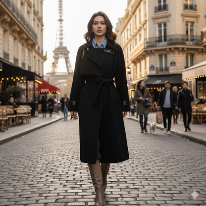 Women Belted Trench with Simplicity Design and Buckle Details