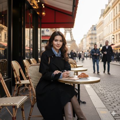 Women Belted Trench with Simplicity Design and Buckle Details