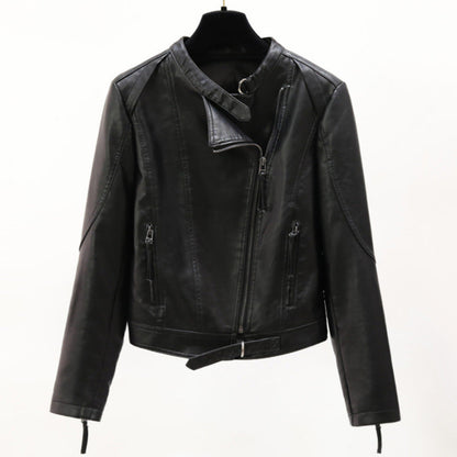 Women Vegan Leather Biker Jacket