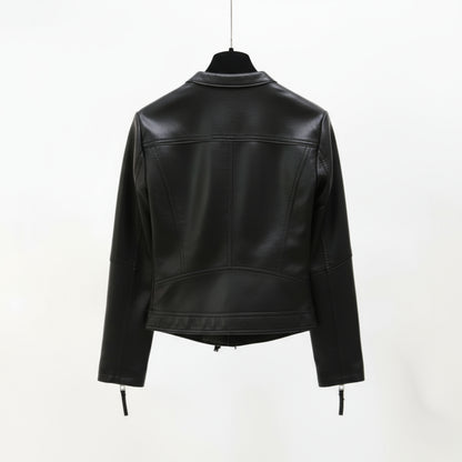 Women Vegan Leather Biker Jacket