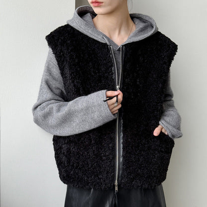 Womens Fluffy Teddy Style Faux Fur Vest