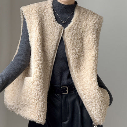 Womens Fluffy Teddy Style Faux Fur Vest