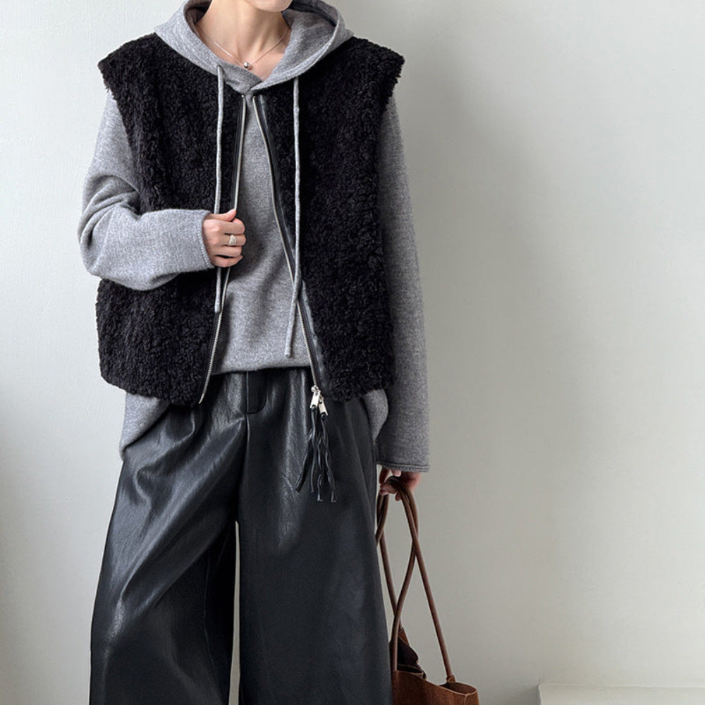 Womens Fluffy Teddy Style Faux Fur Vest