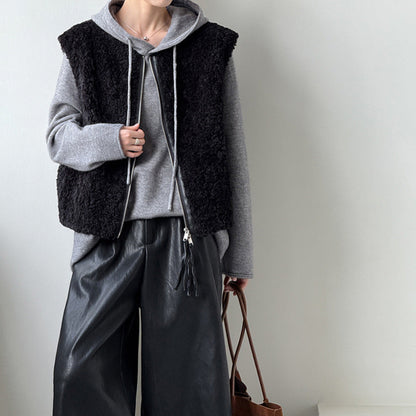 Womens Fluffy Teddy Style Faux Fur Vest