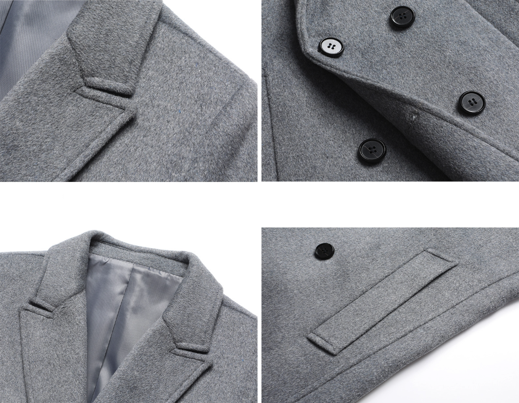 Mens Double Breasted Mid Length Coat