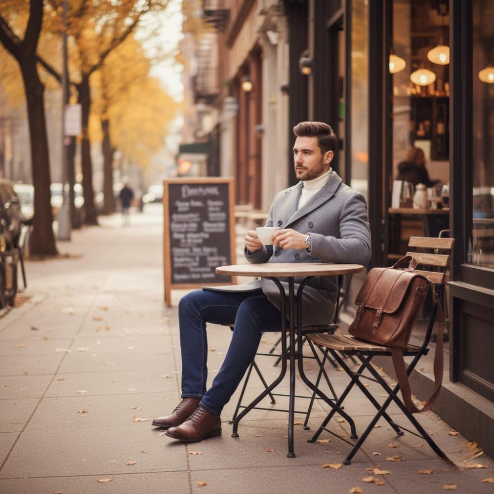 Mens Double Breasted Mid Length Coat