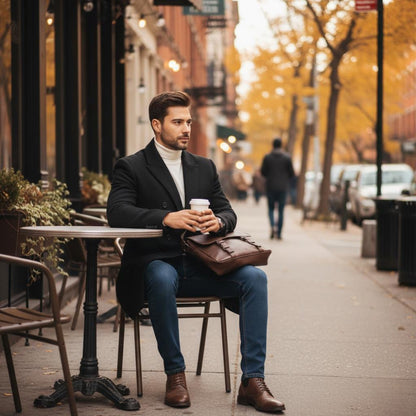 Mens Double Breasted Mid Length Coat