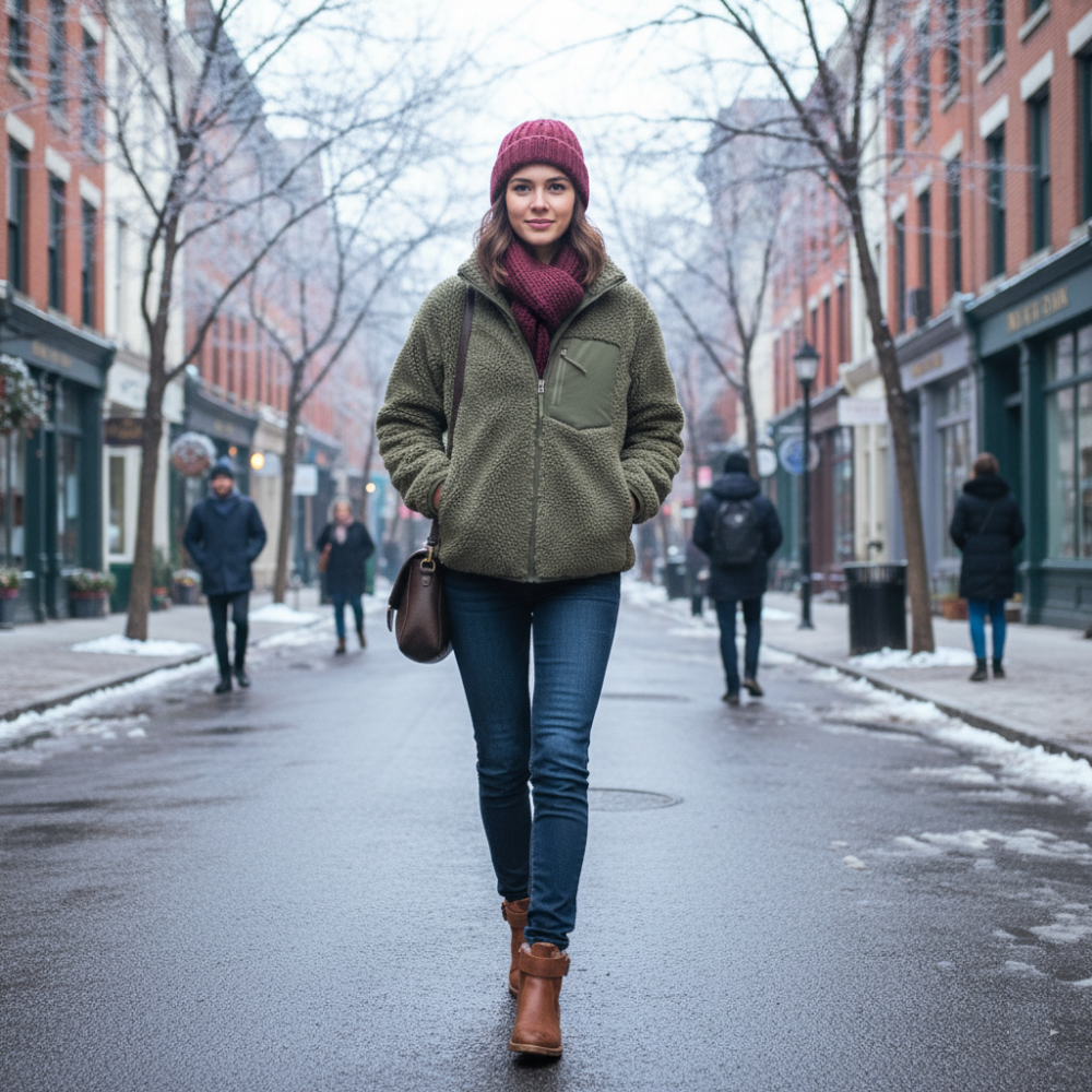 Womens Fluffy Fleece Jacket With Pockets