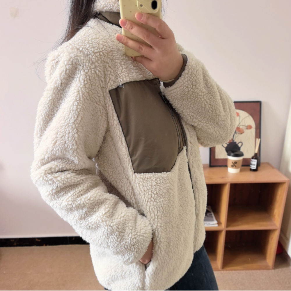 Womens Fluffy Fleece Jacket With Pockets