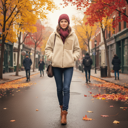 Womens Fluffy Fleece Jacket With Pockets