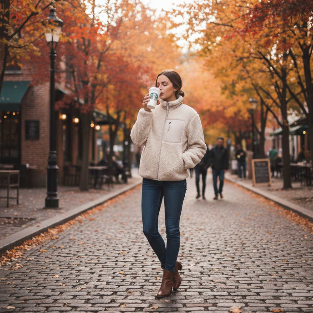 Womens Fluffy Fleece Jacket With Pockets