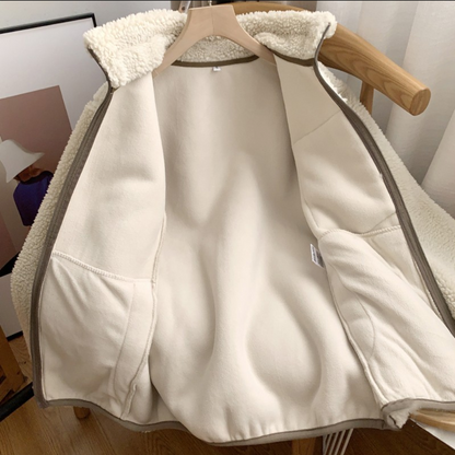 Womens Fluffy Fleece Jacket With Pockets