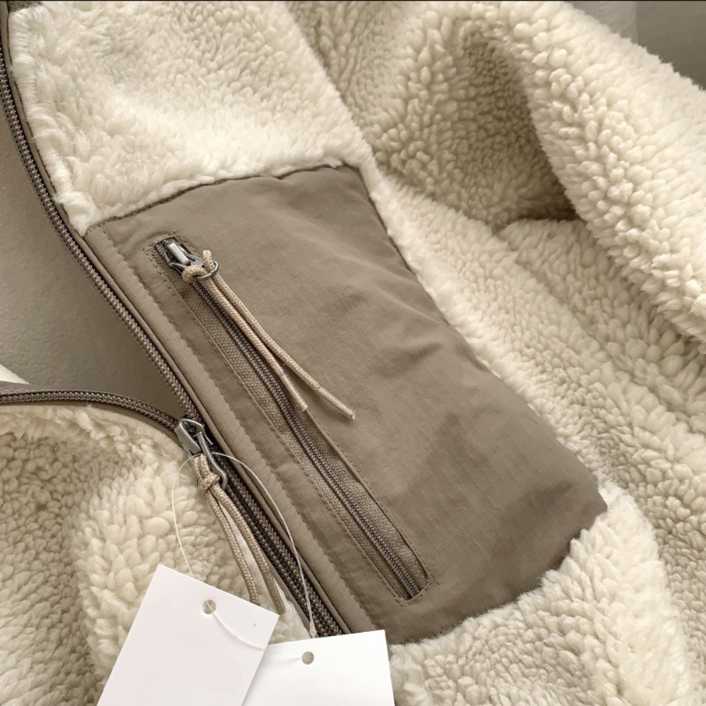 Womens Fluffy Fleece Jacket With Pockets