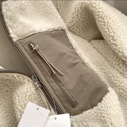 Womens Fluffy Fleece Jacket With Pockets