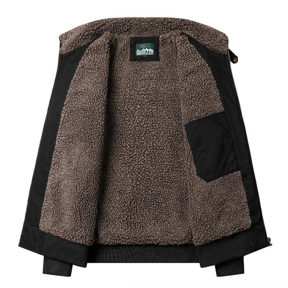 Mens Zipper Jacket With faux shearling Inner