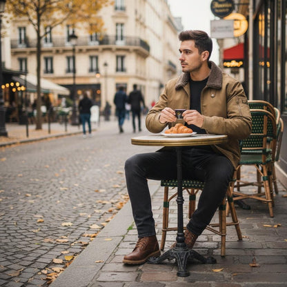 Mens Zipper Jacket With faux shearling Inner