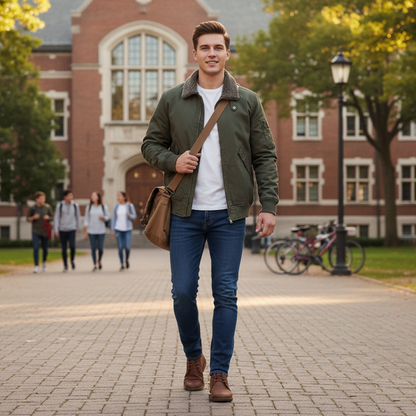 Mens Zipper Jacket With faux shearling Inner