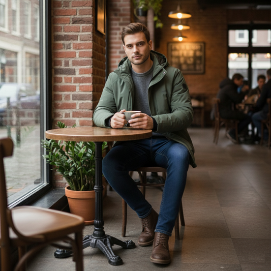 Mens Removable Hood Puffer Jacket With Faux Inner Fur