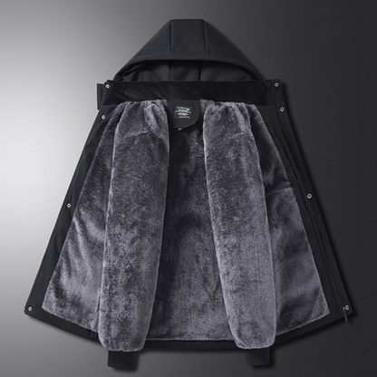 Mens Zipper Puffer Jacket with Full Faux Fur Inner Lining