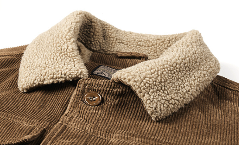 Mens Corduroy Jacket With Faux Shearling Inner