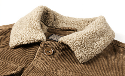 Mens Corduroy Jacket With Faux Shearling Inner