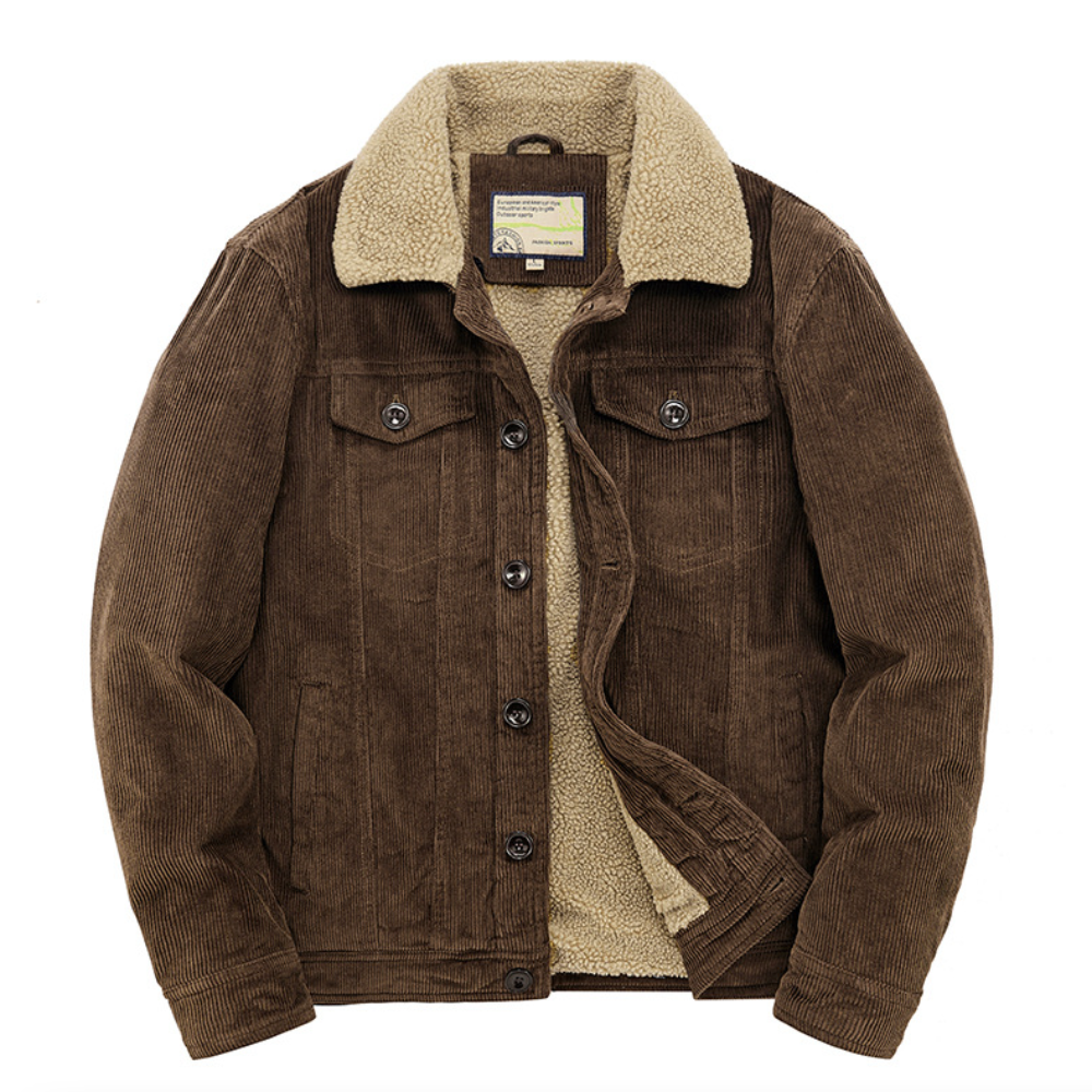 Mens Corduroy Jacket With Faux Shearling Inner