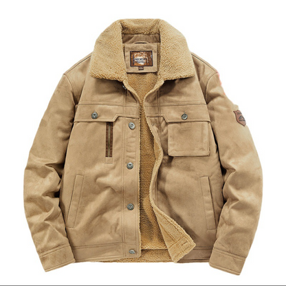 Mens Faux Suede Zipper Jacket with Faux Shearing Inner