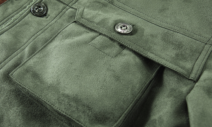 Mens Faux Suede Zipper Jacket with Faux Shearing Inner