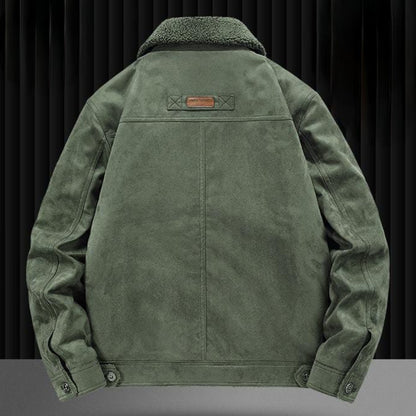 Mens Faux Suede Zipper Jacket with Faux Shearing Inner