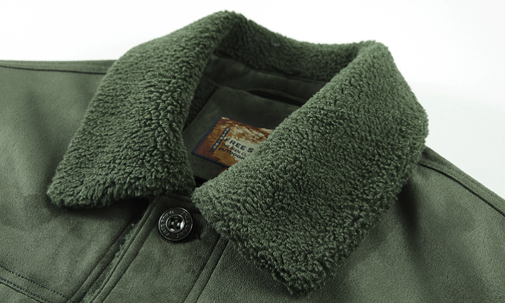 Mens Faux Suede Zipper Jacket with Faux Shearing Inner