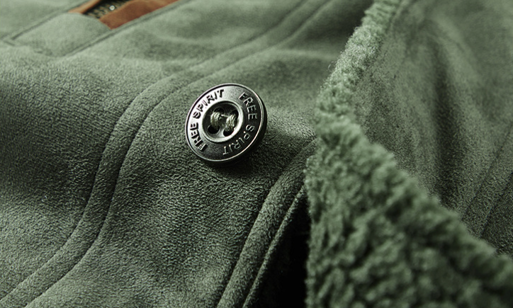 Mens Faux Suede Zipper Jacket with Faux Shearing Inner