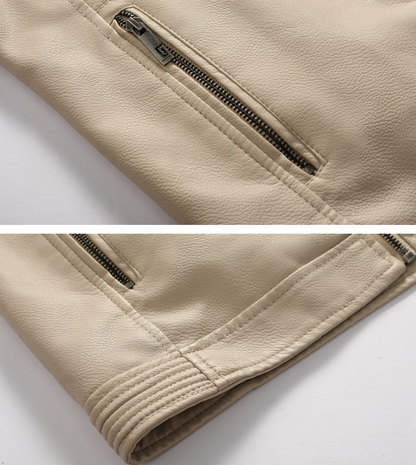 Mens Vegan Leather Hooded Jacket With Inner Faux Fur Lining