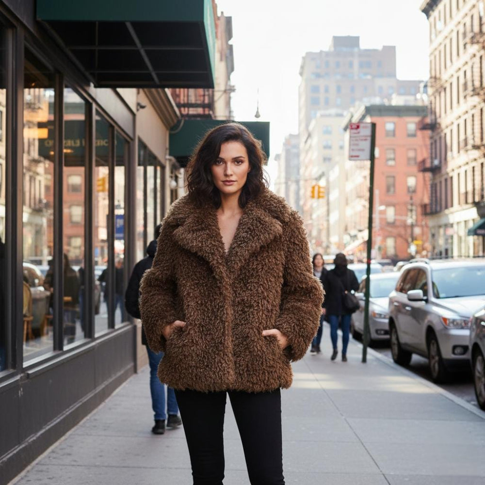 Womens Faux Fur Flurry Teddy Coat