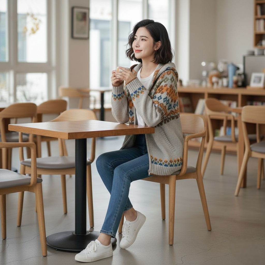 Womens Hooded Zipper Cardigan With Prints