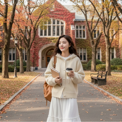 Womens Button Down Cardigan With Hollow Out Knit Hood