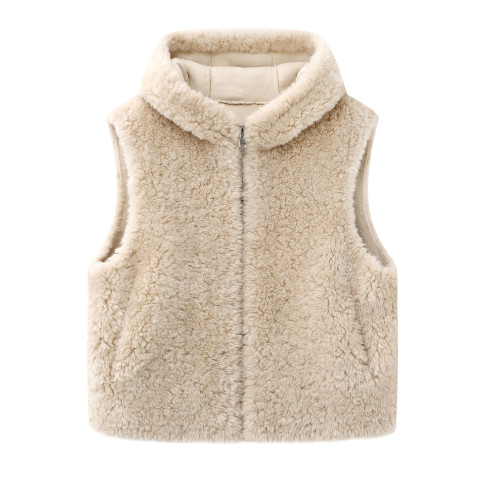 Womens Hooded Faux Fur Teddy Vest